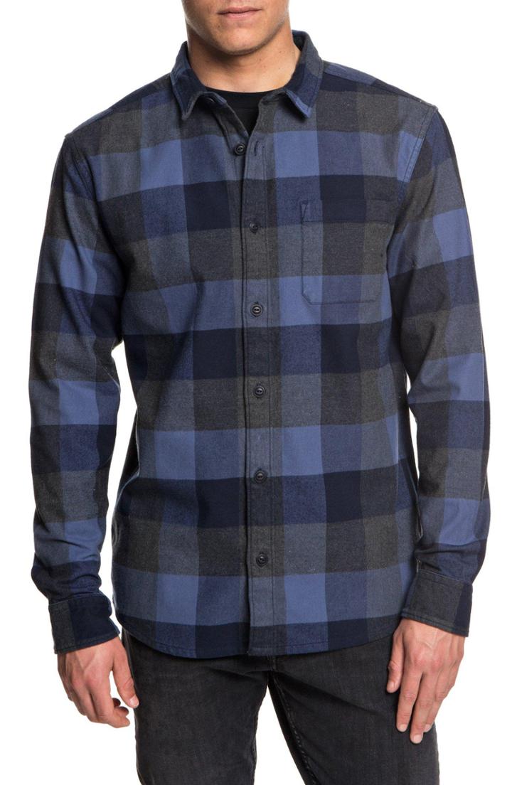 Men's Quiksilver Stretch Flannel Shirt - Blue
