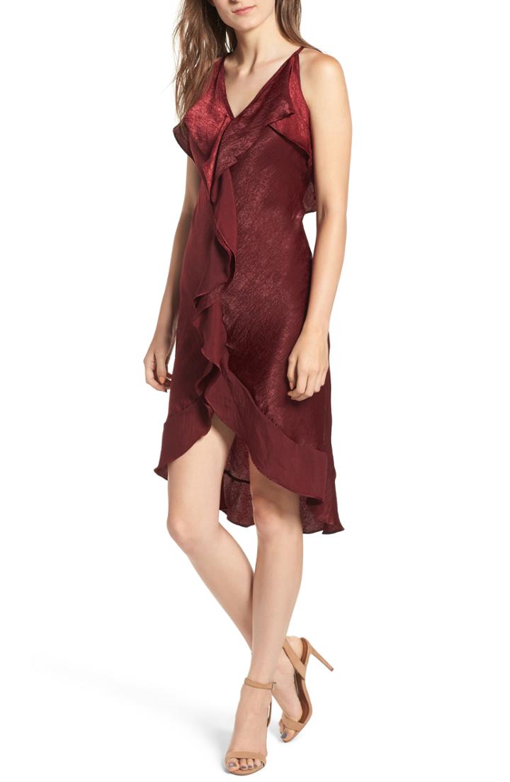 Women's Misa Los Angles Ele Ruffle Crinkled Satin Slipdress