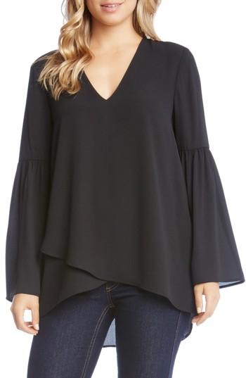 Women's Karen Kane Crossover Bell Sleeve Top - Black