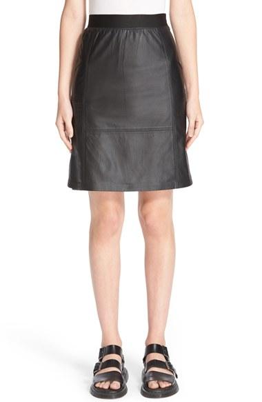 Women's Public School Lambskin Leather Miniskirt