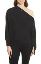 Women's Rag & Bone Kate Side Snap Cold Shoulder Sweatshirt - Black
