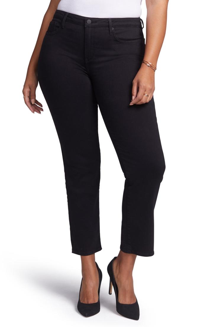 Women's Curves 360 By Nydj Slim Straight Leg Ankle Jeans - Black