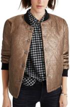 Women's Madewell Metallic Quilted Military Jacket, Size - Brown