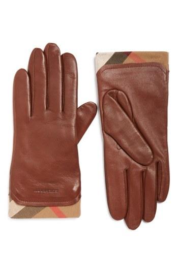 Women's Burberry 'jenny' Leather Tech Gloves