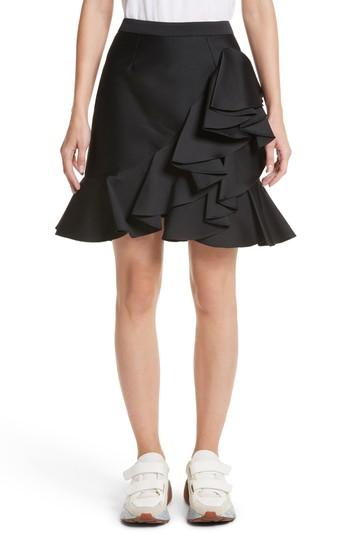 Women's Stella Mccartney Ruffle Mini Skirt Us / 36 It - Black