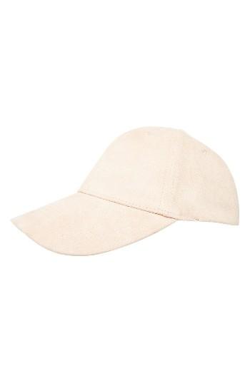 Women's Topshop Faux Suede Baseball Cap - Beige