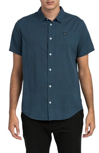 Men's Rvca No Name Woven Shirt, Size - Blue