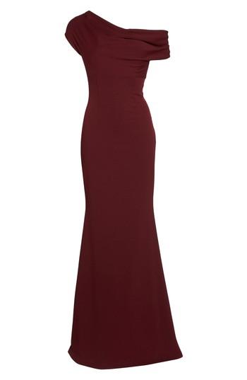 Women's Katie May One-shoulder Crepe Trumpet Gown - Burgundy