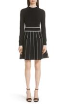 Women's Lela Rose Stripe Knit Fit & Flare Dress - Black