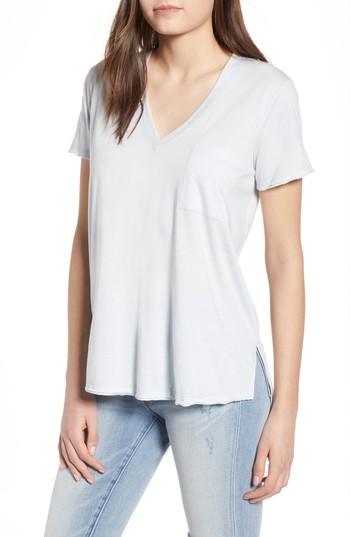 Women's Raw Edge Side Slit Tee, Size - Grey