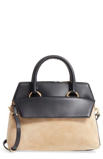 Diane Von Furstenberg Small Leather & Suede Satchel - Black