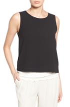 Petite Women's Eileen Fisher Silk Shell, Size P - Black