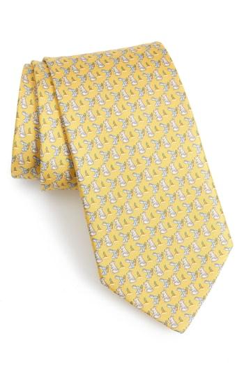 Men's Salvatore Ferragamo Felice Print Silk Tie, Size - Yellow