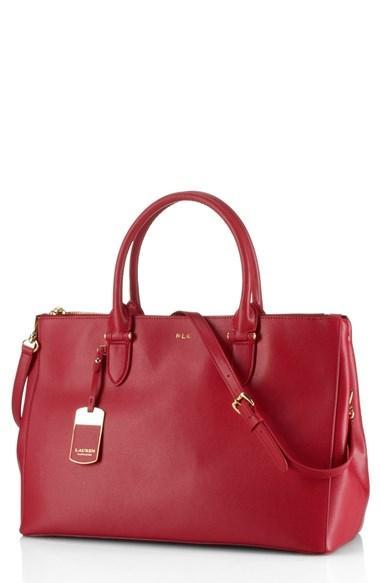 Lauren Ralph Lauren 'newbury' Leather Satchel Red