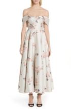 Women's Co Metallic Floral Jacquard Off The Shoulder Dress - Beige