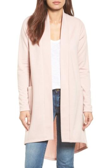 Women's Bobeau High/low Fleece Knit Cardigan, Size - Pink
