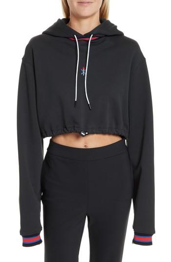 Women's Opening Ceremony Ringer Crop Hoodie - Black