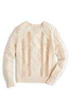 Women's J.crew Cable Knit Sequin Sweater, Size - Ivory