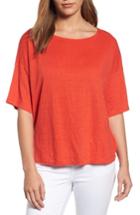 Women's Eileen Fisher Organic Linen Jersey Boxy Top, Size - Red