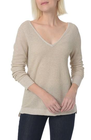 Women's Nydj Double V-neck Sweater - Metallic