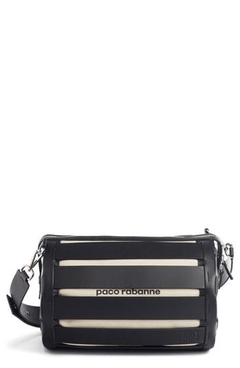Paco Rabanne Cage Leather & Canvas Shoulder Bag - Black