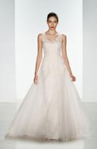 Women's Amsale 'rae' Corded Lace Gown With Tulle Overskirt