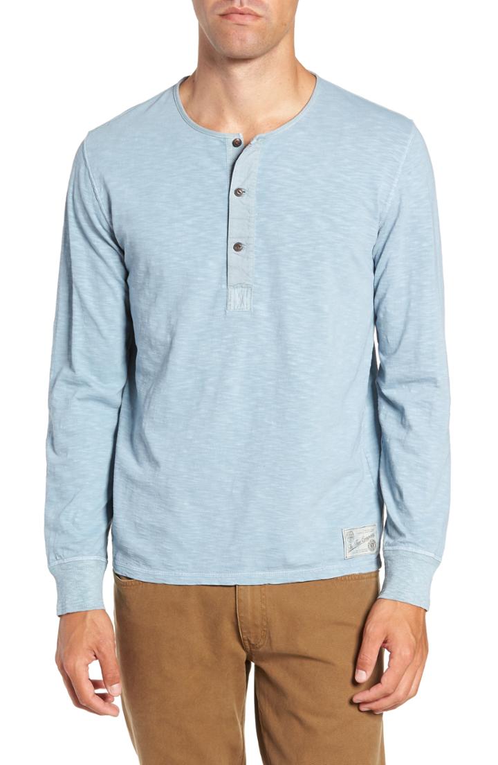 Men's Frye Slubbed Long Sleeve Henley - Blue