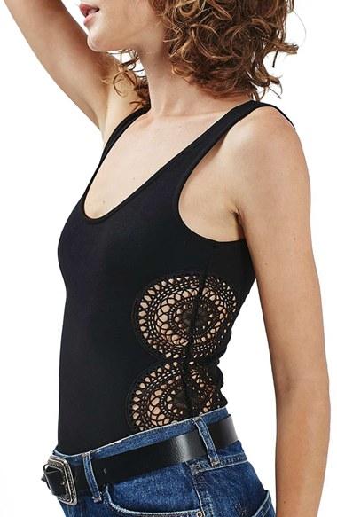 Women's Topshop Crochet Side Bodysuit