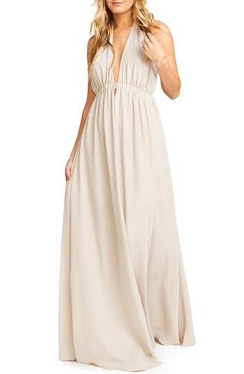 Women's Show Me Your Mumu Luna Halter Gown, Size - Beige