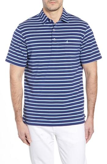 Men's Johnnie-o Battle Classic Fit Stripe Stretch Jersey Polo - Blue