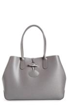 Longchamp Roseau Leather Shoulder Tote - Grey