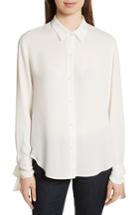 Women's Theory Tie Cuff Silk Georgette Shirt, Size - Ivory