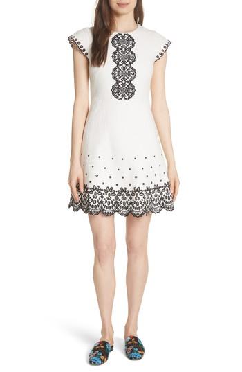 Women's Kate Spade New York Ria Laser Cut Embroidered A-line Dress - Beige