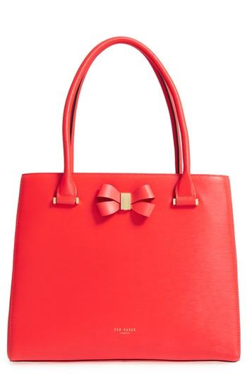 Ted Baker London Callaa Bow Leather Shopper - Red