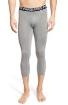 Men's Nike 'pro Cool Compression' Four-way Stretch Dri-fit Three-quarter Tights, Size - Grey