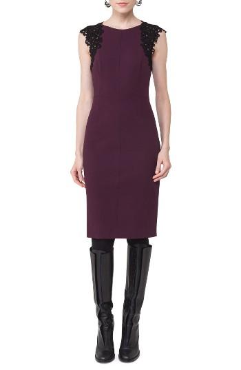 Women's Akris Punto Lace Trim Sheath Dress - Burgundy
