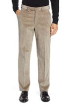Men's Berle Classic Fit Flat Front Corduroy Trousers - Beige