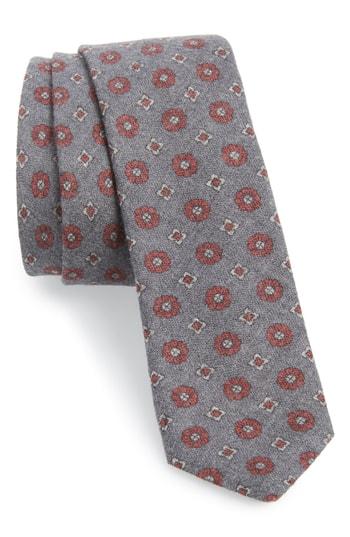 Men's Eleventy Medallion Wool Skinny Tie, Size - Grey