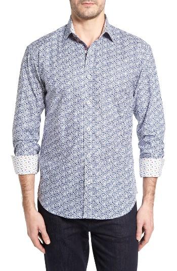 Men's Bugatchi Shaped Fit Flower Print Sport Shirt