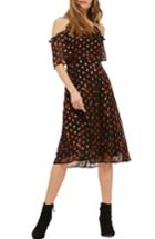 Women's Topshop Leopard Polka Dot Cold Shoulder Dress Us (fits Like 0-2) - Red