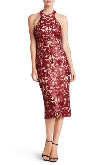 Women's Dress The Population Cassie Sequin Midi Dress - Red