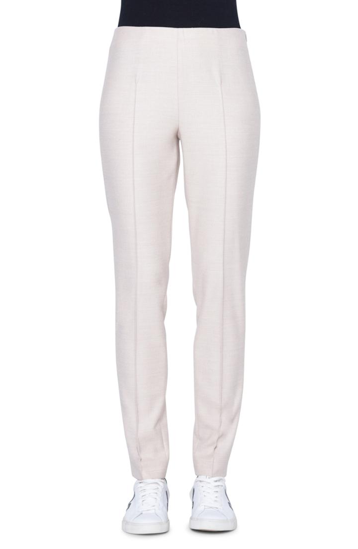Women's Akris Melissa Stretch Wool Flannel Pants - Ivory