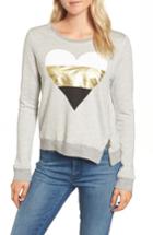 Women's Sundry Heart Side Zip Sweatshirt - Grey