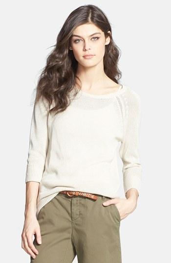 Halogen Pointelle Back Sweater Beige Rainy