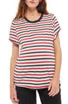 Women's Topshop Striped Roll Back Maternity Tee Us (fits Like 0-2) - White