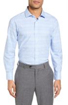 Men's Nordstrom Men's Shop Tech-smart Trim Fit Stretch Plaid Dress Shirt 32/33 - Blue