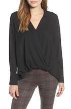 Women's Gibson Surplice Drape Front Blouse - Black