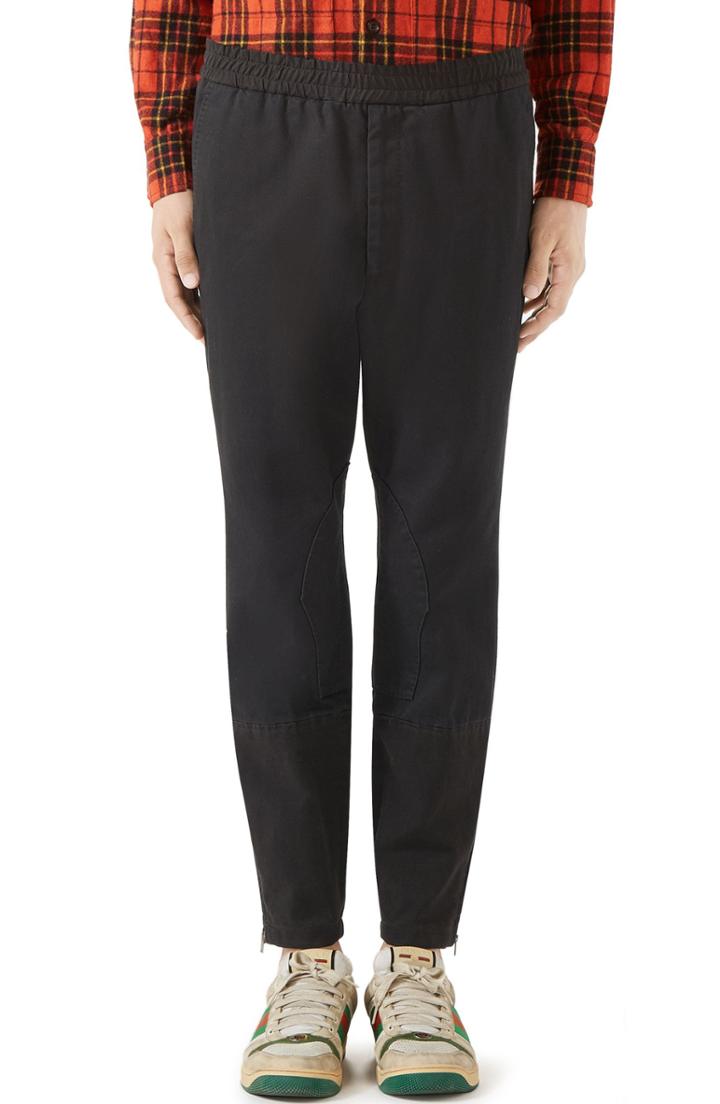 Men's Gucci Military Drill Cotton Pants Eu - Black