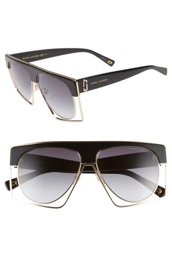 Women's Marc Jacobs 58mm Flat Top Sunglasses - White Stripe