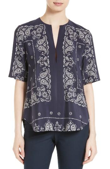 Women's Theory Antazie Bandana Tile Silk Top